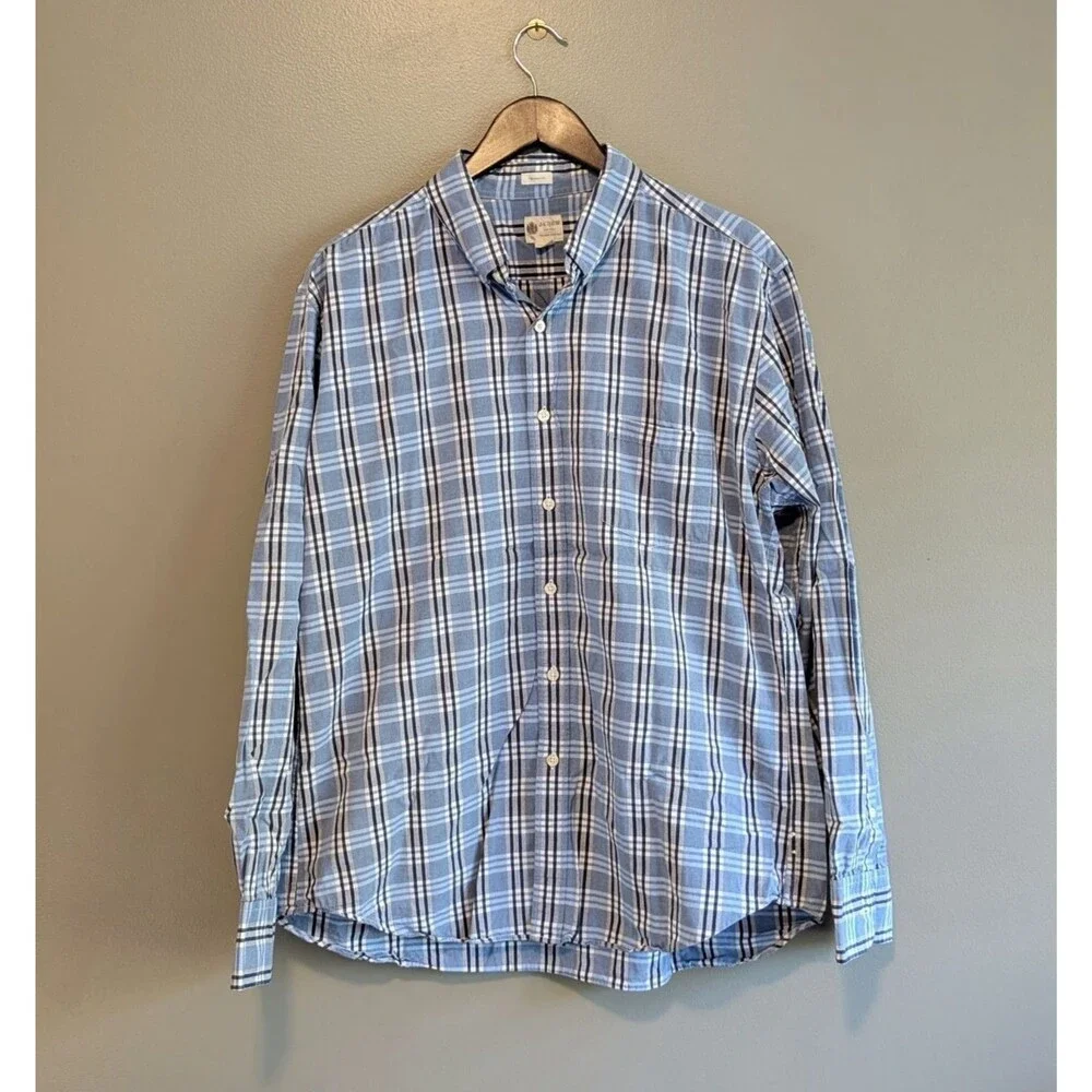 J. Crew Mens XL Blue Plaid Shirt Tailored Fit Long Sleeve Button Down Cotton L